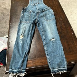Indigo blue jeans overalls